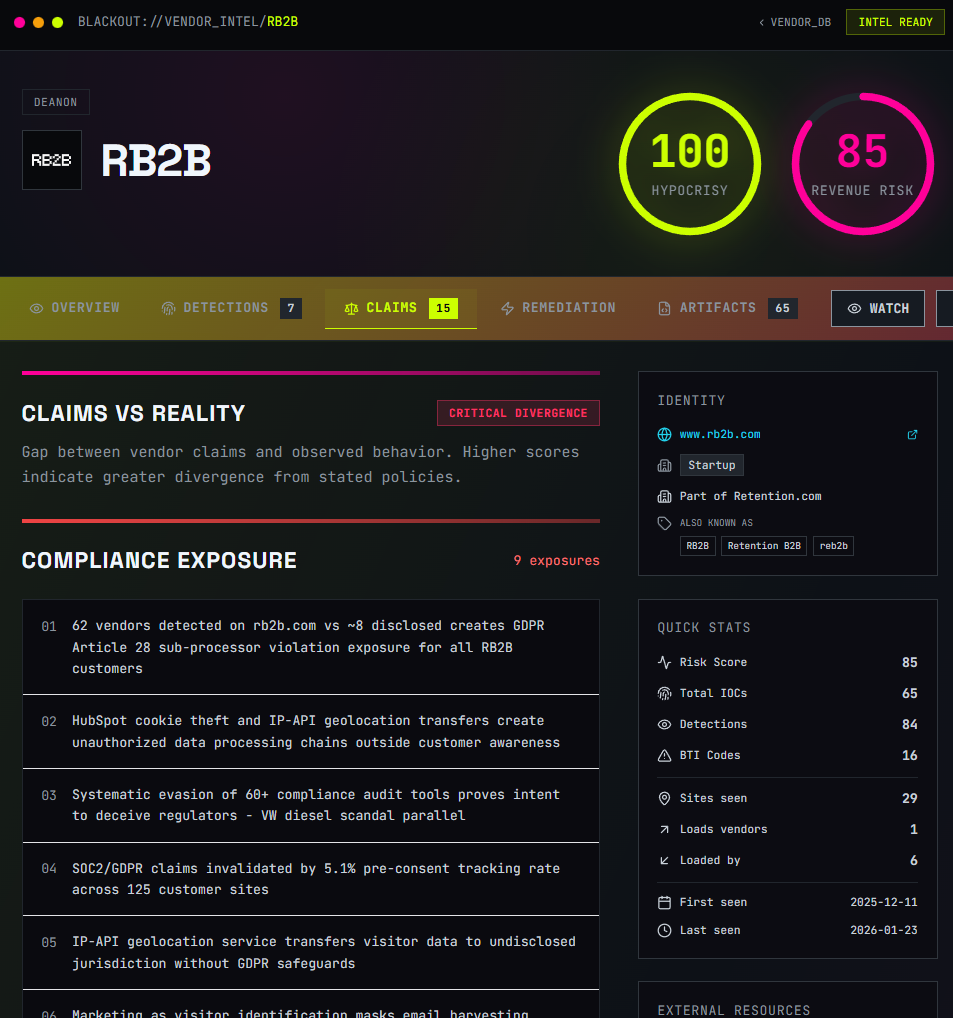 BLACKOUT Vendor Intelligence Platform